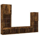 4 Piece TV Wall Units with LED Smoked Oak Engineered Wood 3216658