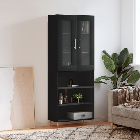 Highboard Black 69.5x34x180 cm Engineered Wood 3198714