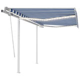 Manual Retractable Awning with LED 3x2.5 m Blue and White 3069901