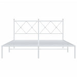 Metal Bed Frame without Mattress with Headboard White 160x200cm 376554