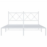 Metal Bed Frame without Mattress with Headboard White 160x200cm 376554