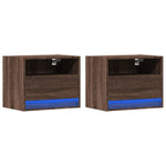 ZNTS Wall-mounted Bedside Cabinets with LED Lights 2 pcs Brown Oak 852074