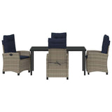 Garden Dining Set with Cushion 5 pcs Grey Poly Rattan 3380466