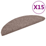 Stair Mats Self-adhesive 15 pcs 56x17x3 cm Light Brown Half Round 132690