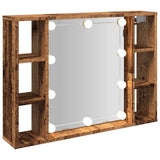 Mirror Cabinet with LED Old Wood 76x15x55 cm Engineered Wood 857001