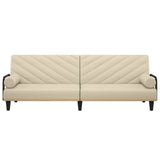 Sofa Bed with Armrests Cream Fabric 351934