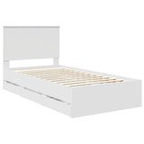Bed Frame with Drawer White 100 x 200 cm Engineer Wood 3411145