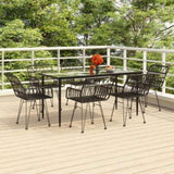 Garden Dining Set Black Steel, Polyethylene, Tempered Glass 3157856