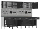 Work Cabinet with Drawer 10 pcs Black Engineered Wood and Steel 3321490