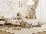 Toddler Bed, Kids Bed Frame with Safety Side Rails, Kids Bedroom Furniture for Ages 3-8 Years, White T3398P422140