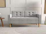 Modern 2 Seater Sofa with Hidden Storage, 117cm Tufted Cotton Couch with Wood Legs, Compact Loveseat T3398P344490