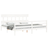 Bed Frame without Mattress White 200x200 cm Solid Wood 3195177