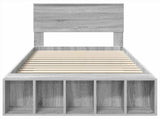 Bed Frame with Shelf Grey Sonoma 100 x 200 cm Engineered Wood 3408401