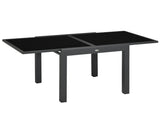 Extending Garden Table, Outdoor Dining Table with Aluminium Frame and Tempered Glass Tabletop, T3398P314776