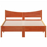 ZNTS Bed Frame Wax Brown 140x190 cm Solid Wood Pine 844744