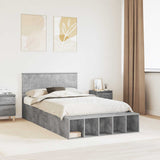 Bed Frame with Shelf Concrete Grey 120 x 190 cm Engineered Wood 3408385