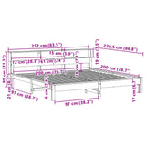 Bed Frame without Mattress Wax Brown 200x200 cm Solid Wood Pine 3309727