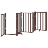 Dog Gate with Door Foldable 12 Panels Brown 600 cm Poplar Wood 3155719