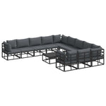 Garden Sofa Set with Cushion Black Aluminium 3378923