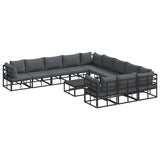Garden Sofa Set with Cushion Black Aluminium 3378923
