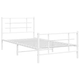 Metal Bed Frame without Mattress with Footboard White 107x203cm 355624