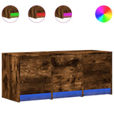 TV Cabinet with LED Smoked Oak 97x34x40 cm Engineered Wood 852240