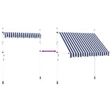 Manual Retractable Awning 250 cm Blue and White Stripes 43221