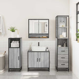 ZNTS 3 Piece Bathroom Furniture Set Grey Sonoma Engineered Wood 3301158