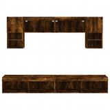 6 Piece TV Wall Units with LED Smoked Oak Engineered Wood 3216708