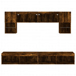 6 Piece TV Wall Units with LED Smoked Oak Engineered Wood 3216708