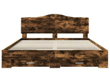 Bed Frame with Drawer Smoked Oak 140 x 190 cm Engineered Wood 3413607