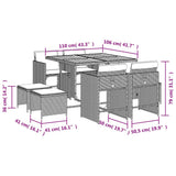 9 Piece Garden Dining Set with Cushions Grey Poly Rattan 3211142