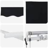 Retractable Awning Black 350 x 200 cm Polyester and Aluminium 3329713
