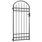 ZNTS Fence Gate with Arched Top Steel 89x200 cm Black 145750