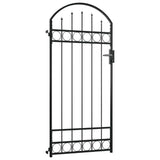 ZNTS Fence Gate with Arched Top Steel 89x200 cm Black 145750