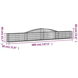 Arched Gabion Baskets 10 pcs 400x30x40/60 cm Galvanised Iron 3146835