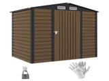 4 x 6ft Galvanised Steel Garden Shed, with Lock and Gloves - Oak T3398P328075