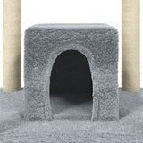 Cat Tree with Sisal Scratching Posts Light Grey 174 cm 171534