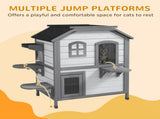 2-Story Indoor or Outdoor Cat House W/ Escape Door, Cat Shelter, White T3398P552658