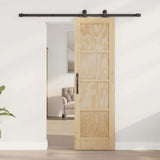 Sliding Door Natural and Black 61 x 198.5 cm Solid Pine Wood 3333324