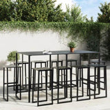 11 Piece Garden Bar Set Black Powder-coated Steel 3283755