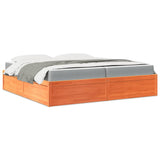 Bed with Mattress Wax Brown 200x200 cm Solid Wood Pine 3281924