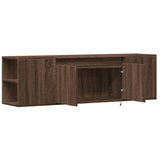 TV Wall Cabinet with LED Lights Brown Oak 135x31x39.5 cm 852389