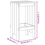 3 Piece Garden Bar Set White Solid Wood Pine 3157734