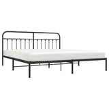 Metal Bed Frame without Mattress with Headboard Black 193x203cm 352584