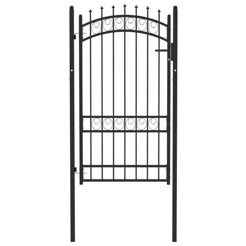 ZNTS Fence Gate with Spikes Steel 100x175 cm Black 146381