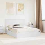 Storage Bed with Headboard White 150 x 200 cm Engineered Wood 3411194