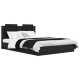 Bed Frame with Headboard Black Oak 140 x 200 cm Engineered Wood 3416345