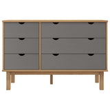 Drawer Cabinet OTTA Brown&Grey 111x43x73.5cm Solid Wood Pine 348586