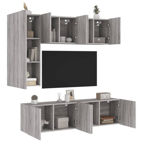 5 Piece TV Wall Units Grey Sonoma Engineered Wood 3216469